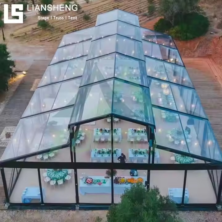 Tentes de mariage à cadre noir, Atrium, Structure de lieu d'événement, chapiteau avec Structure murale en verre, tente pour fêtes et événements, nouvel arrivage