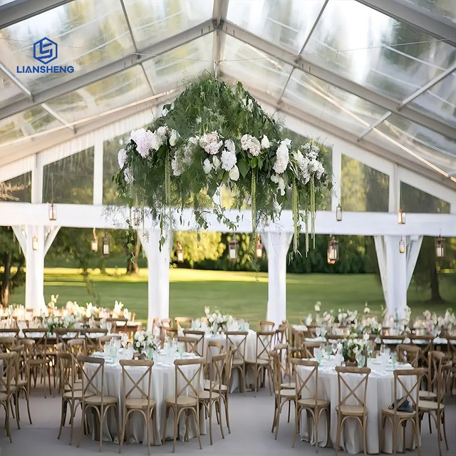  Tente de mariage de luxe en plein air, pagode transparente d'entrepôt de salon commercial à vendre, portée 20x30m pour événement