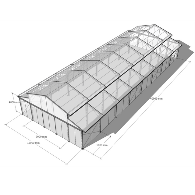 Grand chapiteau de mariage 15x40m, 300 places, tente de fête transparente, cadre noir, Atrium, tentes pour événements en plein air