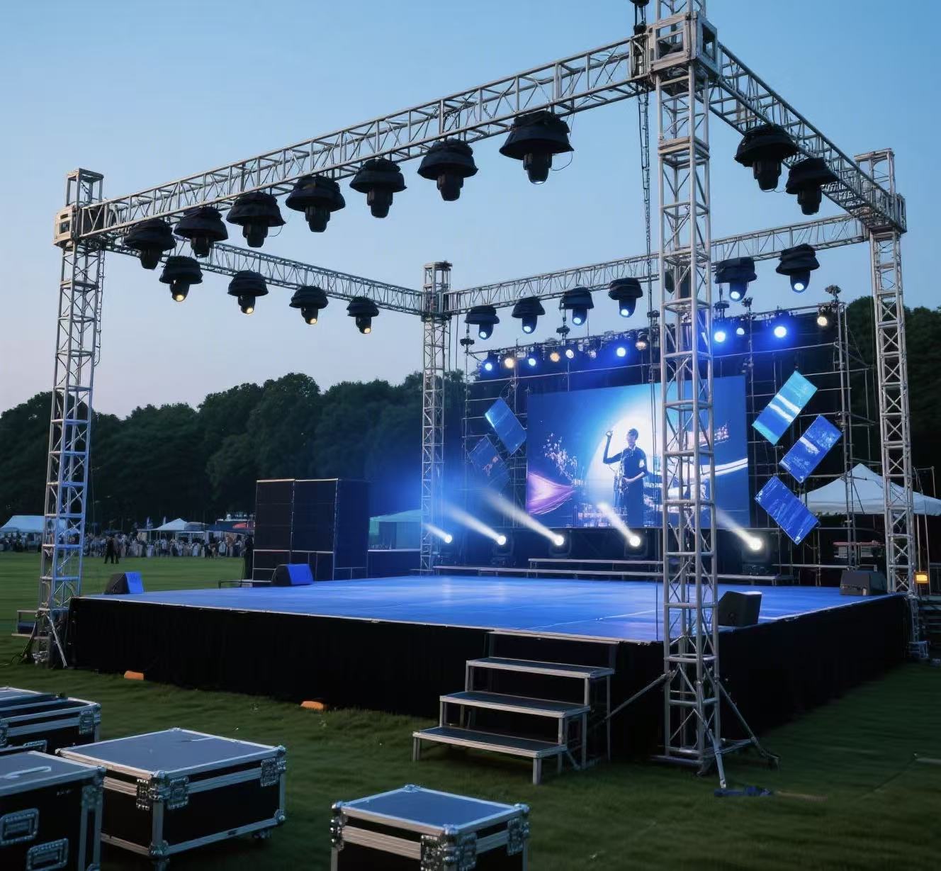 Scène d'événement en aluminium avec treillis d'éclairage pour stand de spectacle et d'exposition