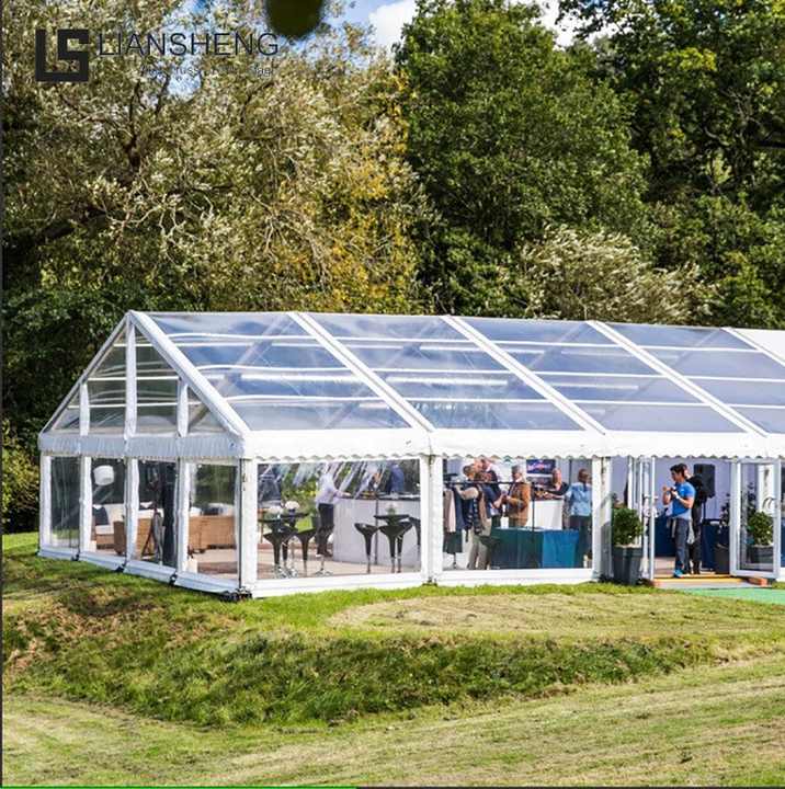 Tente de mariage transparente avec cadre en aluminium extérieur 20 x 40