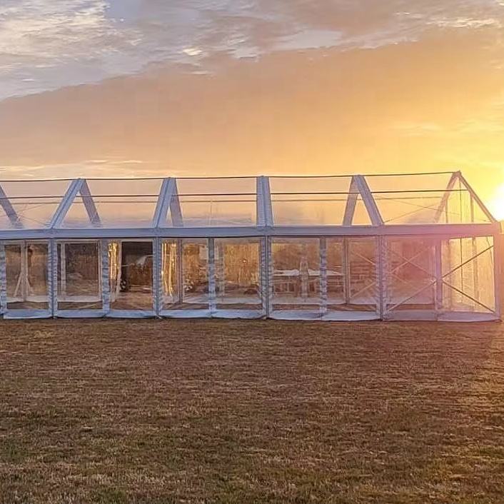 Tente de mariage en aluminium Pvc blanc clair personnalisé, grande tente extérieure à cadre noir en aluminium robuste pour les mariages