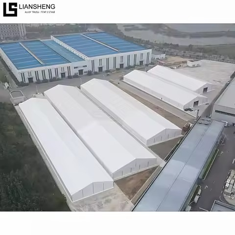 Prix ​​de vente entier d'usine tente de stockage d'entrepôt industriel robuste de grande envergure bon marché avec structure de cadre en aluminium en tissu PVC
