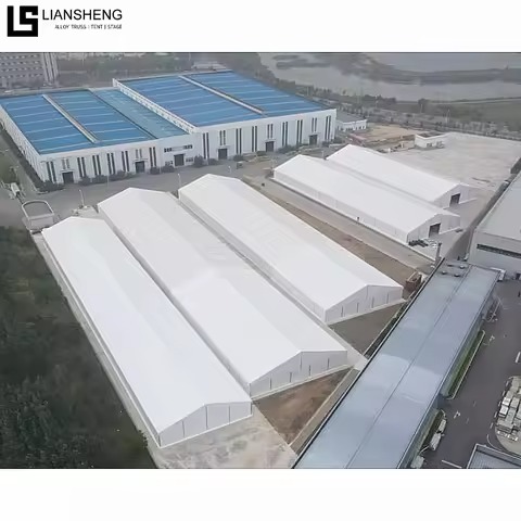 Prix ​​de vente entier d'usine tente de stockage d'entrepôt industriel robuste de grande envergure bon marché avec structure de cadre en aluminium en tissu PVC