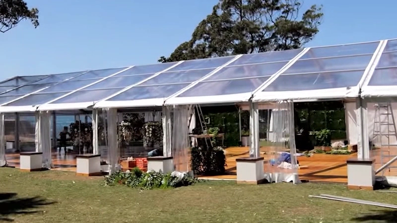 Tente de mariage transparente avec cadre en aluminium extérieur 20 x 40