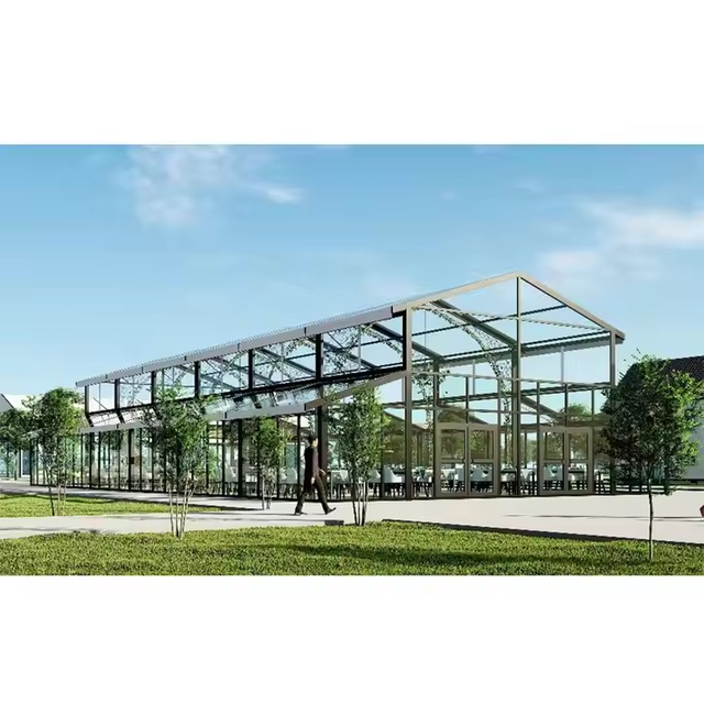 Tentes de mariage à cadre noir, Atrium, Structure de lieu d'événement, chapiteau avec Structure murale en verre, tente pour fêtes et événements, nouvel arrivage