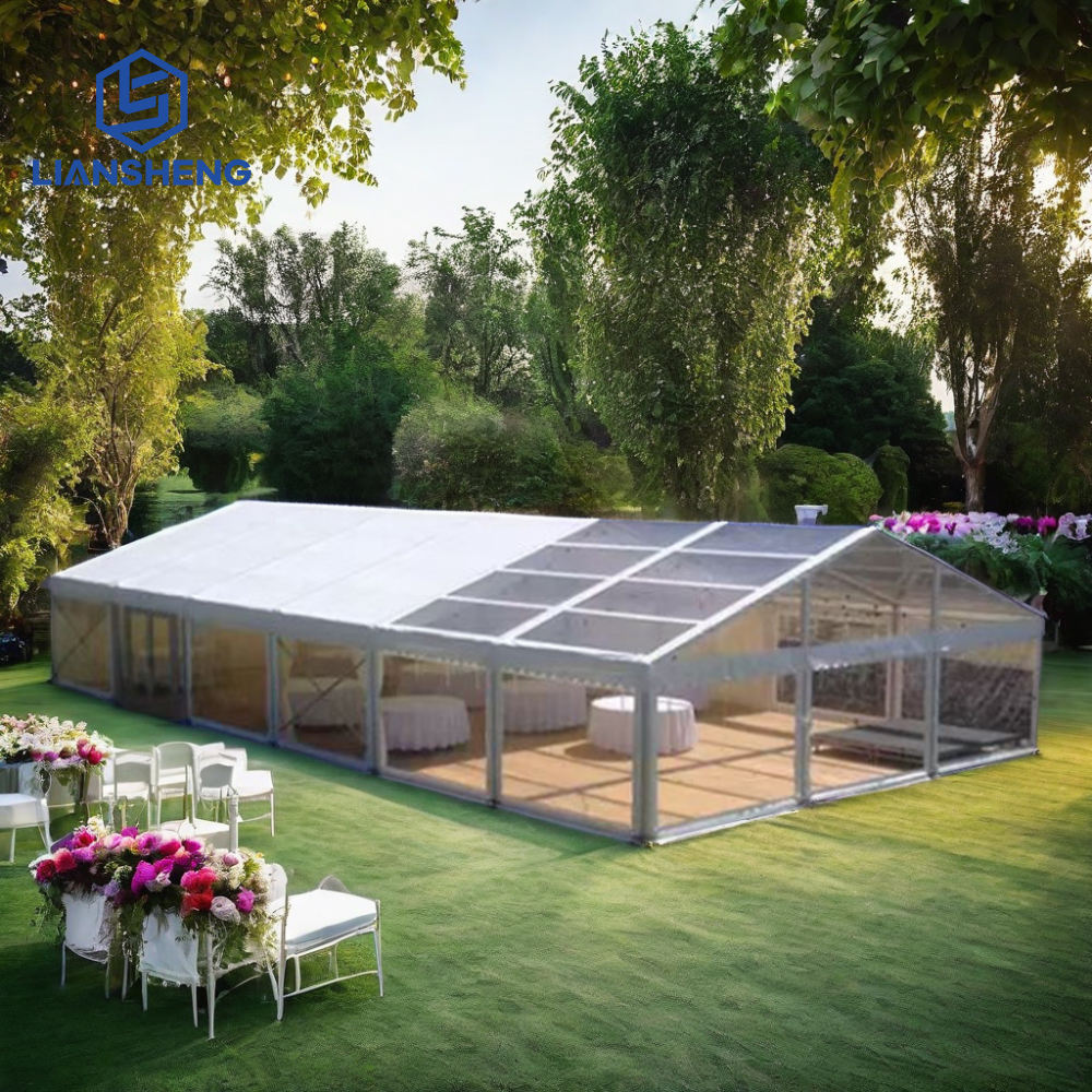 Tente blanche personnalisée pour fête de mariage, avec cadre en aluminium, couverture étanche en PVC, 10x12, 10x15, 10x20, 10x30, 10x40, 10x50