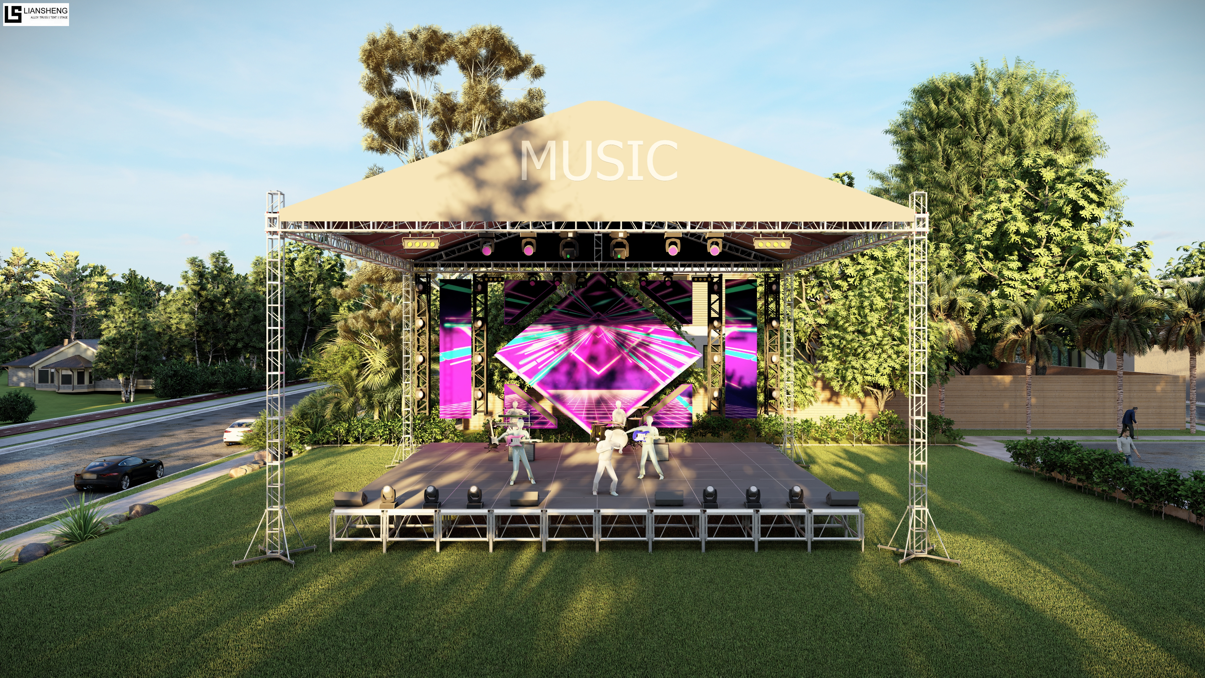 étape de concert d'événement de botte de vis d'alliage d'aluminium de toit plat de 8*6*6m