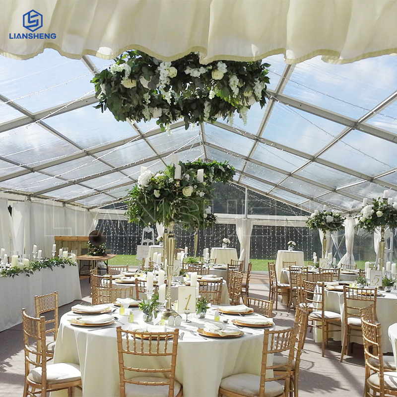 Tente de mariage transparente en PVC de 20 m × 50 m