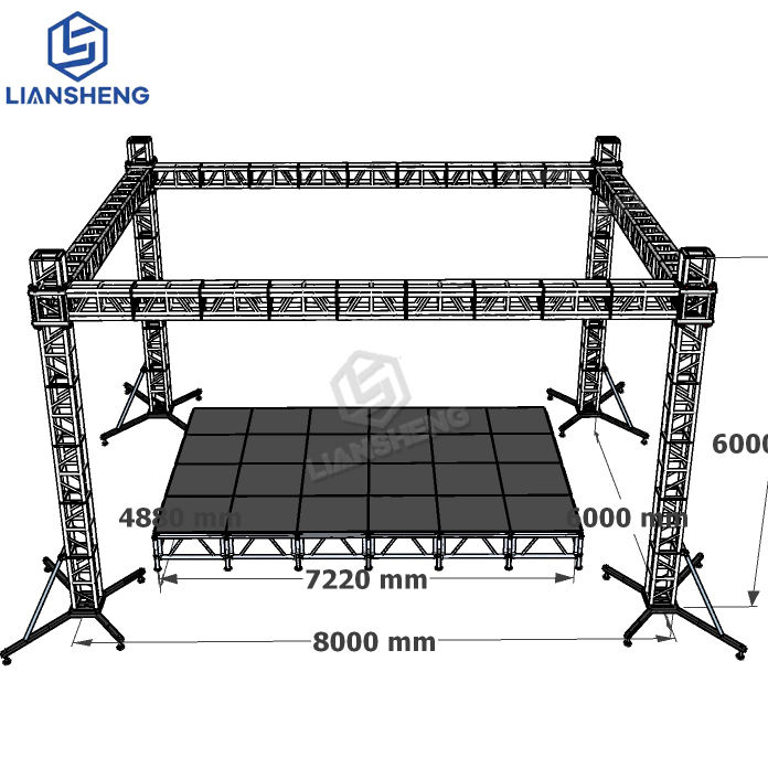 structure de botte d'étape de concert d'événement de botte de vis d'alliage d'aluminium de toit plat de 8*6*6m